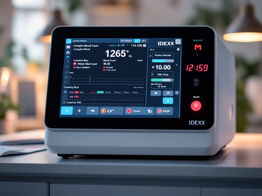 IDEXX blood analyser in use at OC Pets veterinary laboratory