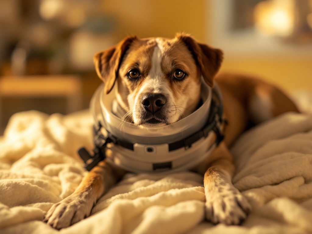 Dog recovering comfortably after surgery at OC Pets
